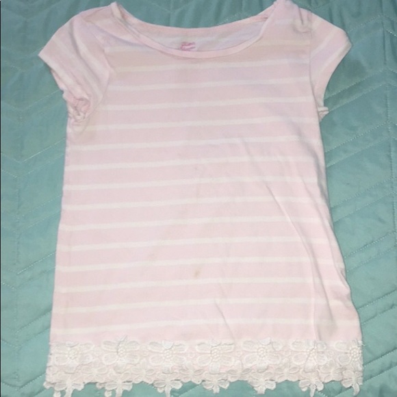 Girls pink/white stripe tee size 6x - Picture 1 of 2